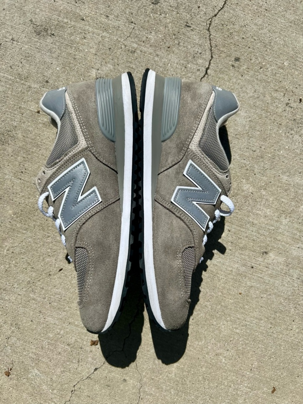 New Balance Men's Gray Suede and Light Gray Mesh Sneakers - Picture 2 of 5